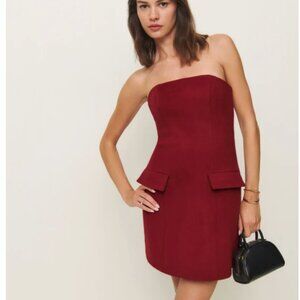 Reformation Strapless Red Mini Dress